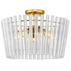 Φωτιστικό Οροφής 5xΕ14 230V Χρυσαφί με Κρύσταλλα BACH 003064-028125